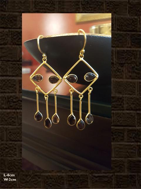Smoky cut danglers(stones are semi precious)