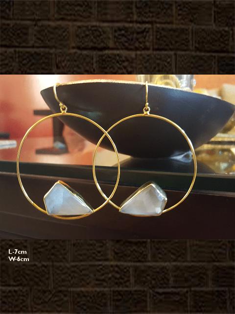 Kite shaped white moonstone in a hoop(stones are semi precious)