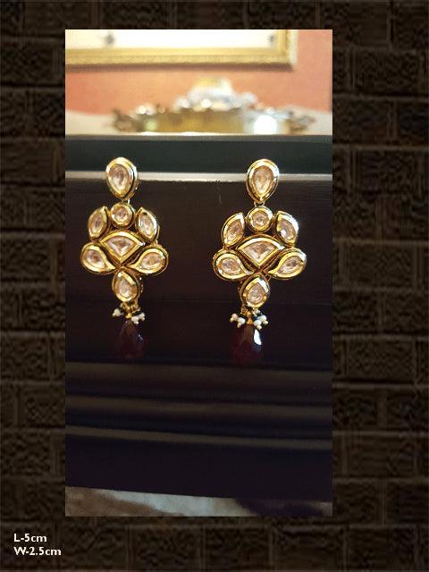 Kundan earring with ruby drop