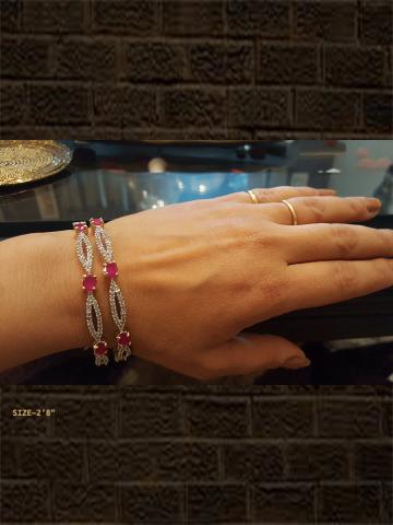 Elegant ruby stone loop design AD bangles
