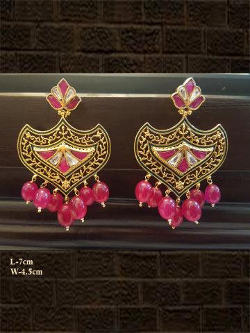 Ruby drops rani and kundan earring with intricate design