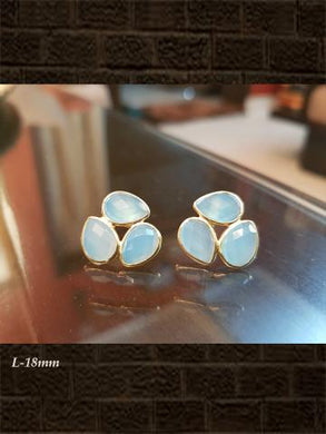 Three leaf rose chalcedony checker studs