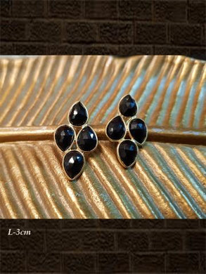 Sterling Silver black onyx  briolette and black onyx checker earrings