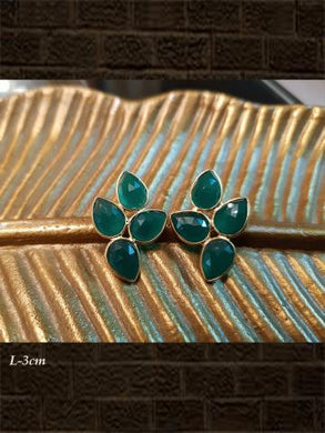 Sterling silver  green onyx briolette and green onyx checker earring