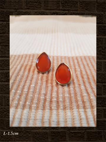 Onyx red flat cut sterling silver studs