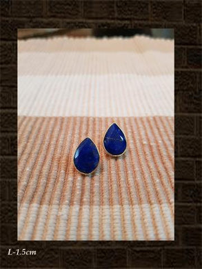 Lapis flat cut sterling silver studs