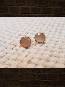 Rose chalcedony flat cut pure silver studs(length-0.8cm)