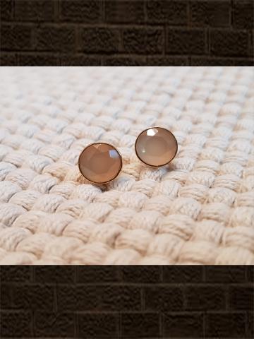 Rose chalcedony flat cut pure silver studs(length-0.8cm)