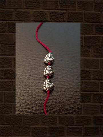 Three ganu sterling silver rakhi - Odara Jewellery