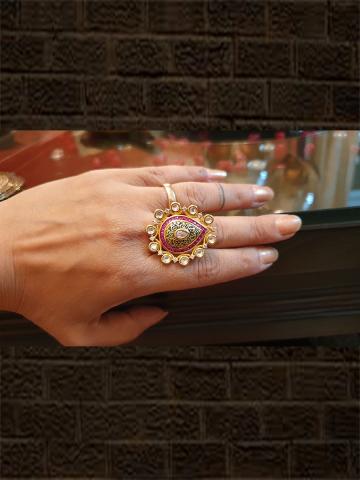 Rani stones kundan and AD ring - Odara Jewellery