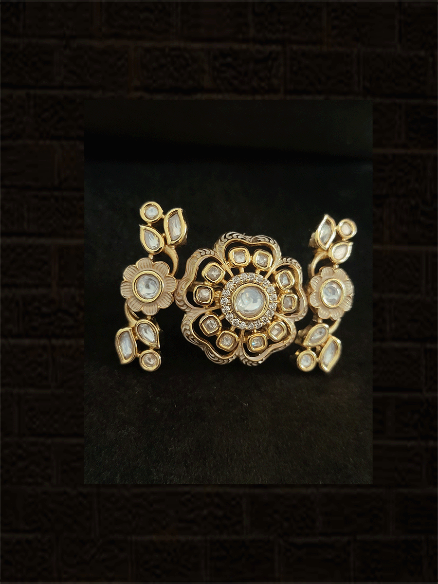 AD and kundan double finger ring with stones