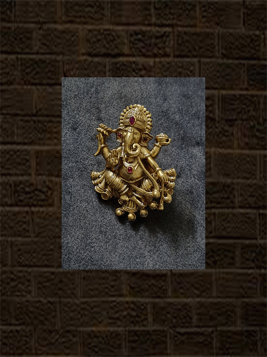 Ganpatiji design adjustable ring - Odara Jewellery